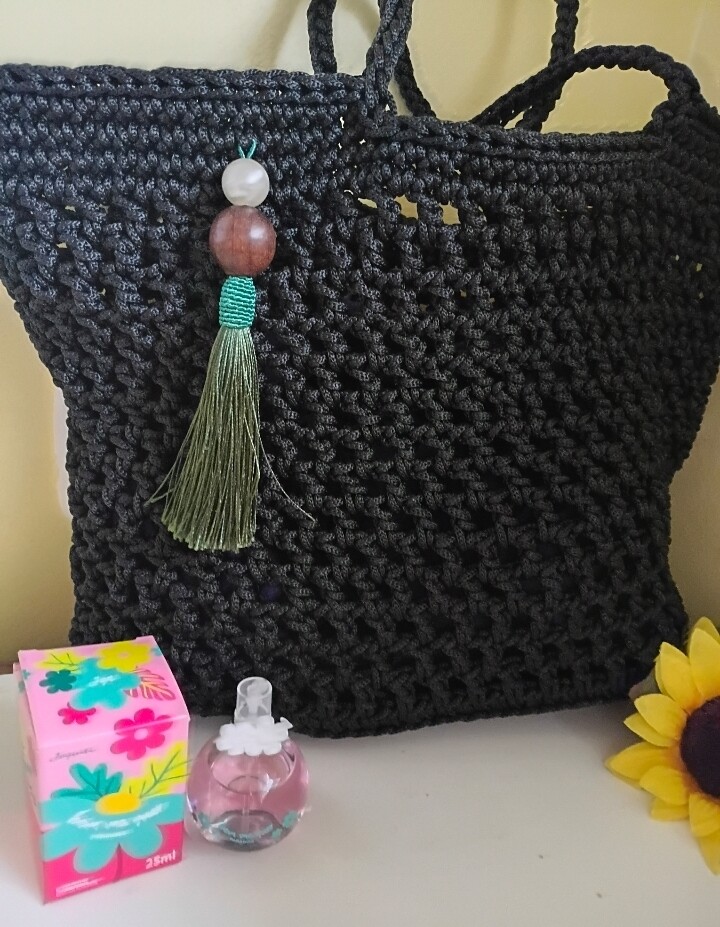 Bolsa de crochê preta