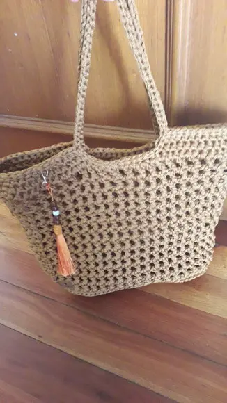 Bolsa de Crochê na Cor Palha