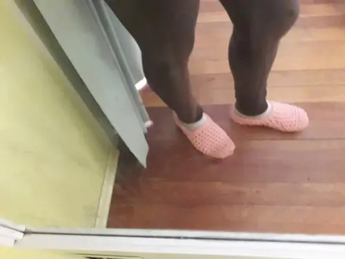 Pantufas de crochê adulto rosa