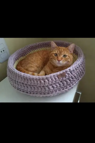 Cama Pet Rosa com Amarelo.