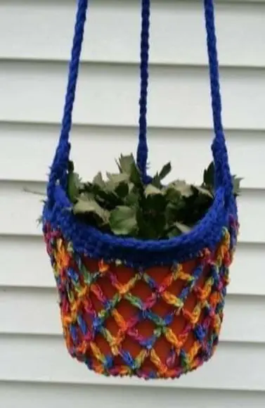 Suporte para Vasos de Flor de Crochê
