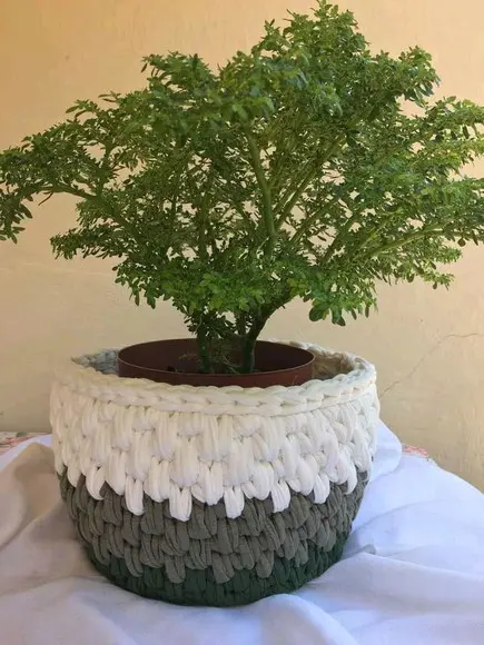 Cachêpos de crochê de fios de malha
