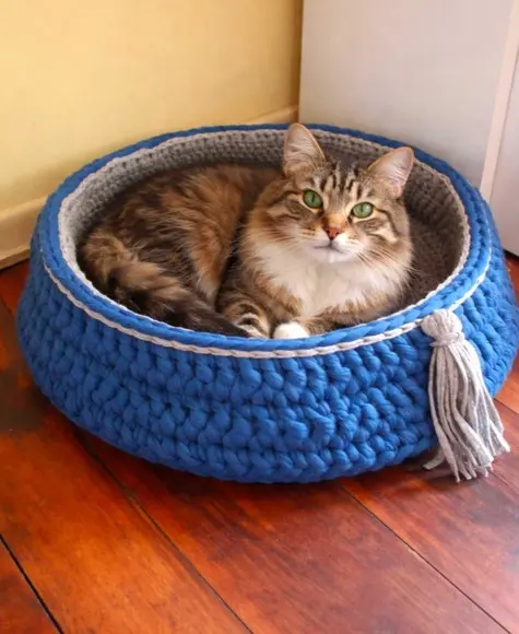 Cama Pet Cinza com Azul