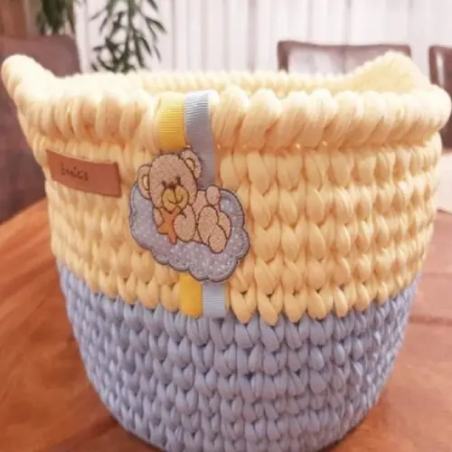 Cesto Organizador de Crochê Meu Bebê