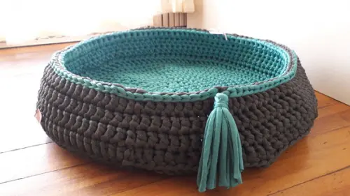 Cama Pet verde com cinza