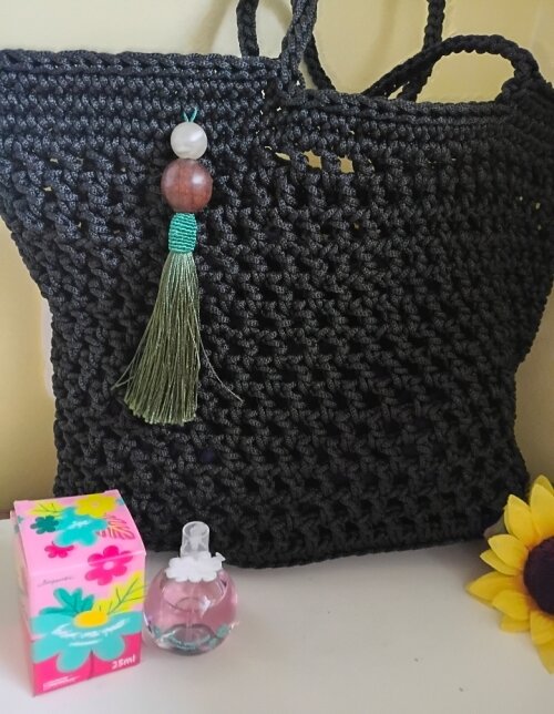 Bolsa de crochê preta