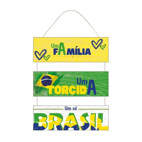 Placa Decorativa Copa do Mundo Brasil MDF Pendurar Parede Frase F