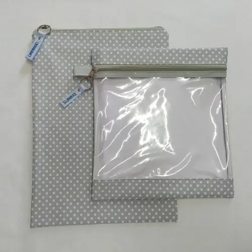 Kit Bolsa do Bebê - Cinza Poá