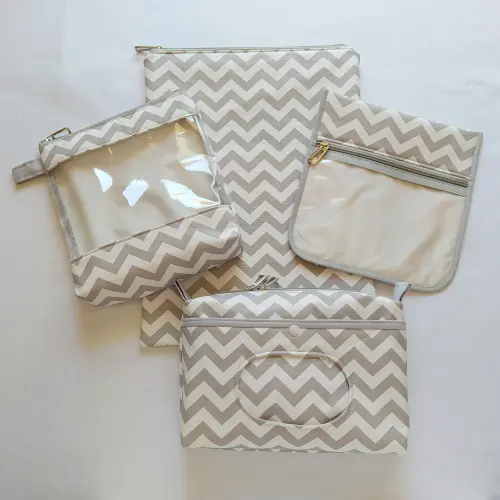 Kit Bolsa do Bebê e Escolinha - Chevron Cinza