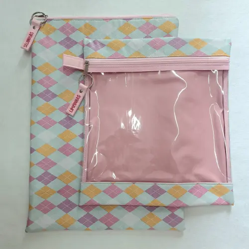 Kit Bolsa do Bebê - Xadrez Losangos Colorido