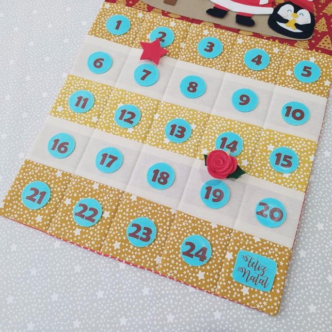 Calendário de Natal ou Advento Árvore - Papai Noel e Pinguim