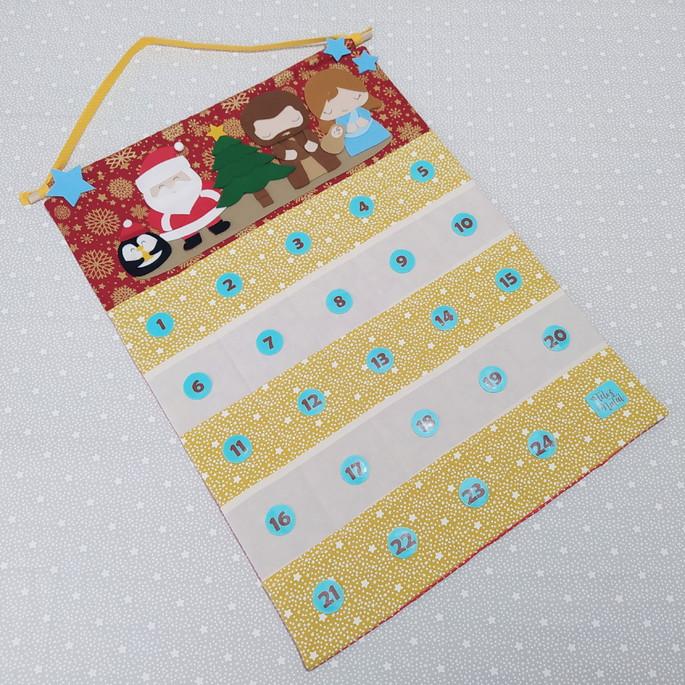 Calendário de Natal ou Advento G - Sagrada Família e Noel