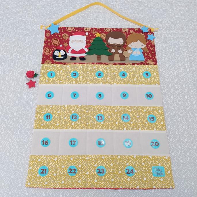 Calendário de Natal ou Advento G - Sagrada Família e Noel