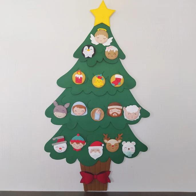 Árvore de Natal Interativa Montessori G - Feltro com Velcro