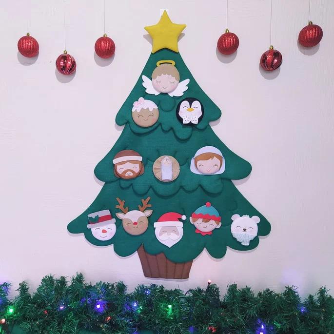 Árvore de Natal Montessori de Feltro com Velcro - Tam M