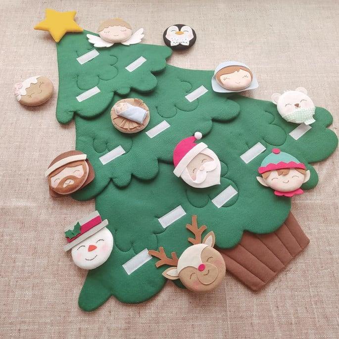 Árvore de Natal Montessori de Feltro com Velcro - Tam M