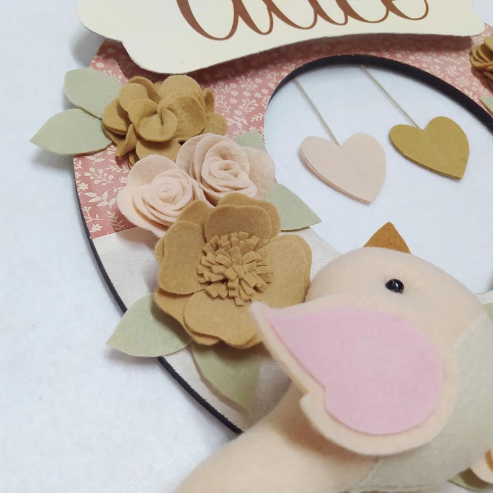 Guirlanda Porta de Maternidade Passarinhos Nude - Alice