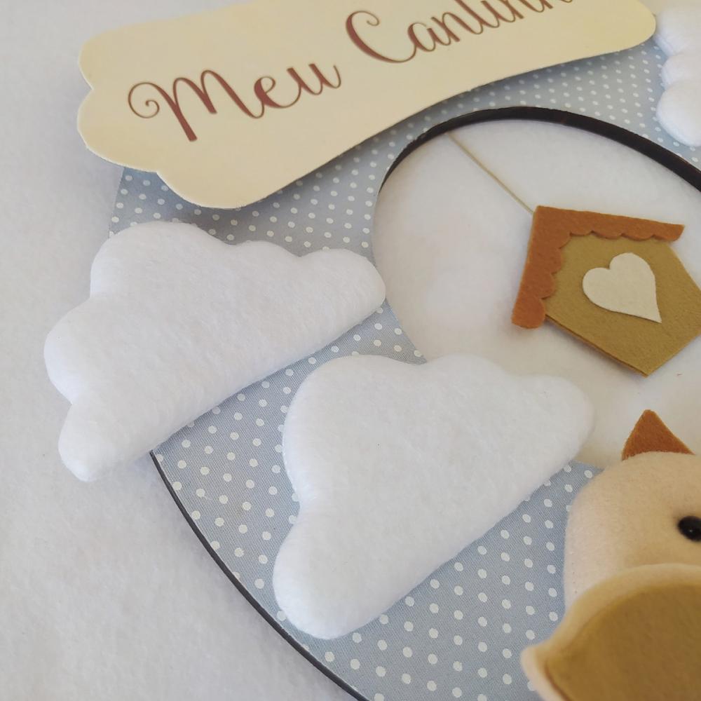 Guirlanda Passarinhos de Feltro Branco e Azul - Meu Cantinho