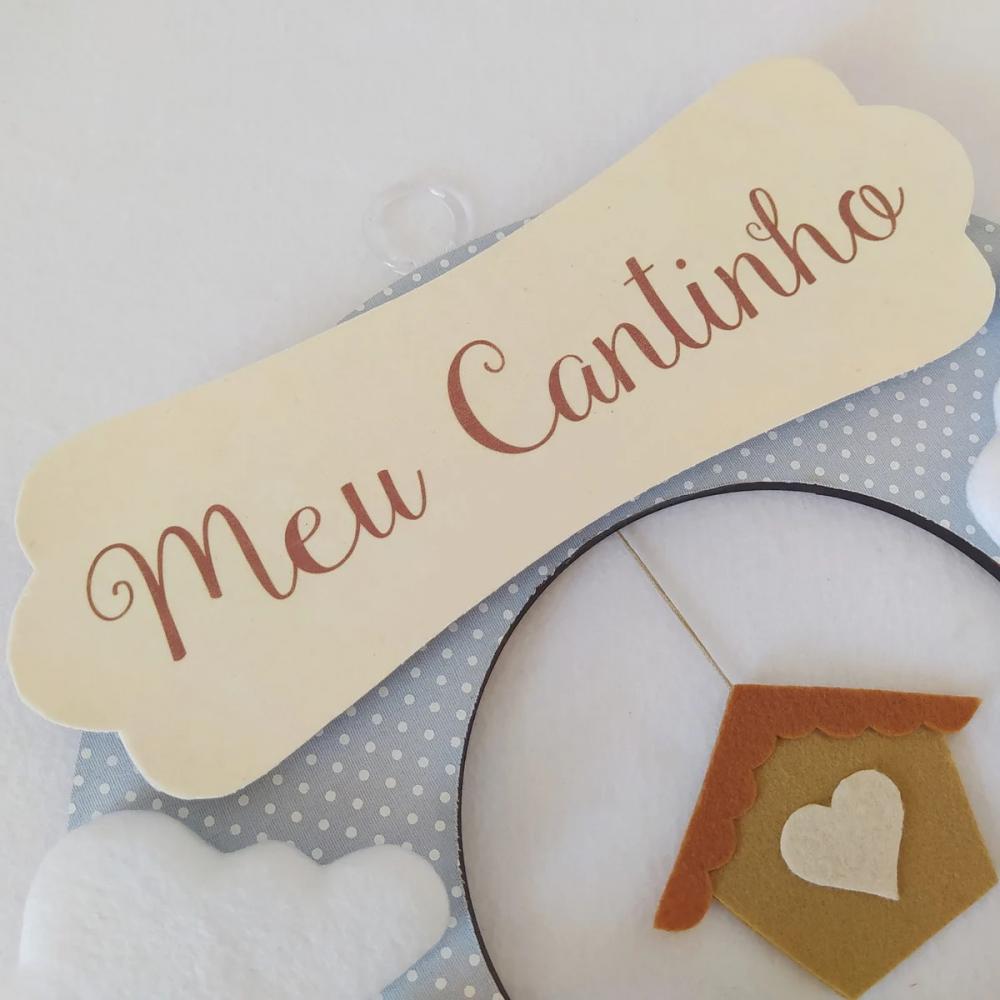 Guirlanda Passarinhos de Feltro Branco e Azul - Meu Cantinho