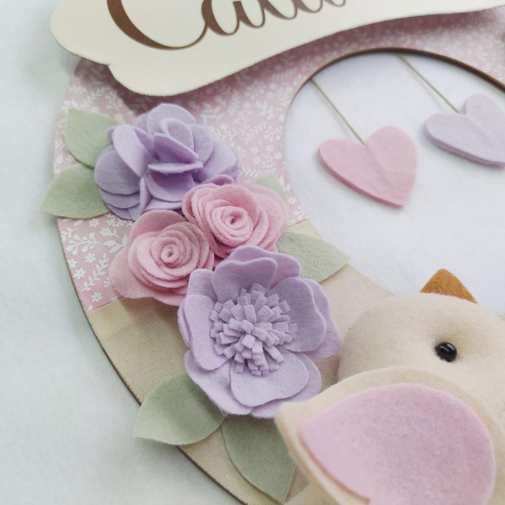 Guirlanda Passarinhos de Feltro Lilás e Rosa - Catarina
