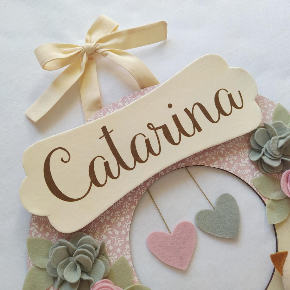 Guirlanda Passarinhos de Feltro Cinza e Rosa - Catarina