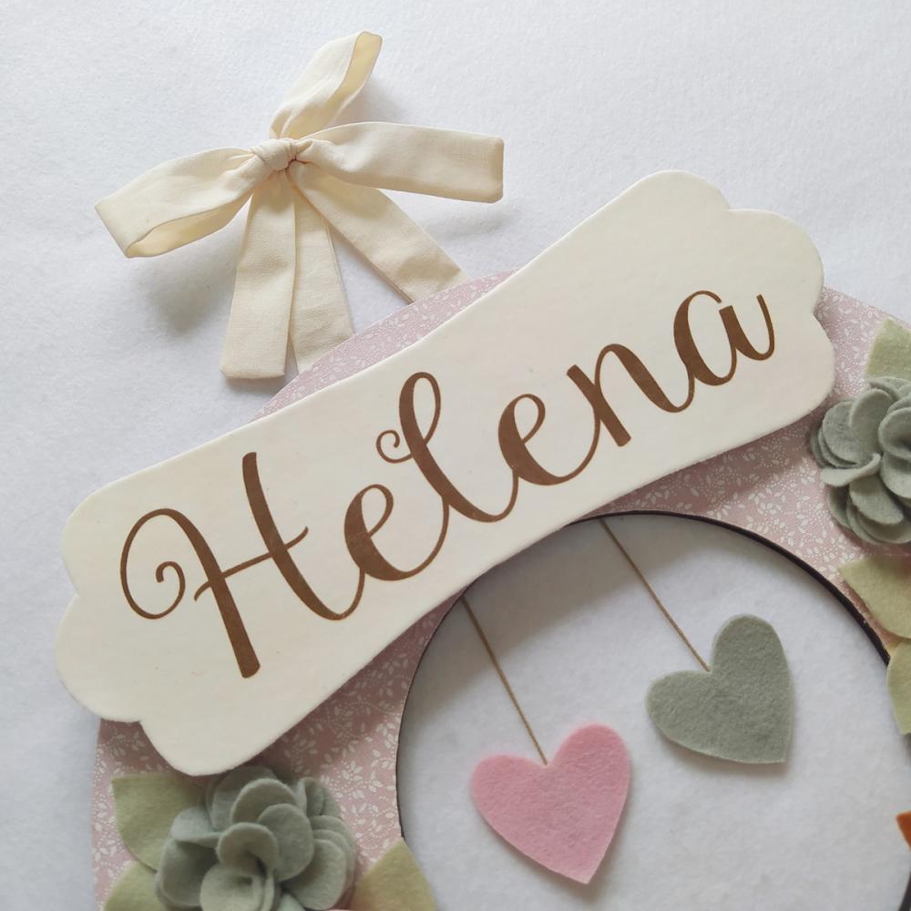 Guirlanda Passarinhos de Feltro Cinza e Rosa - Helena