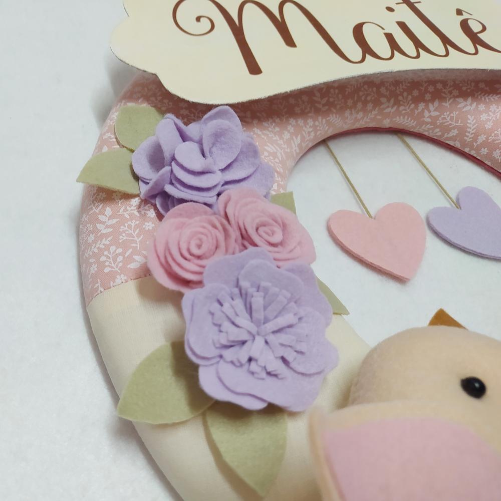 Guirlanda Passarinhos de Feltro Lilás e Rosa - Maitê