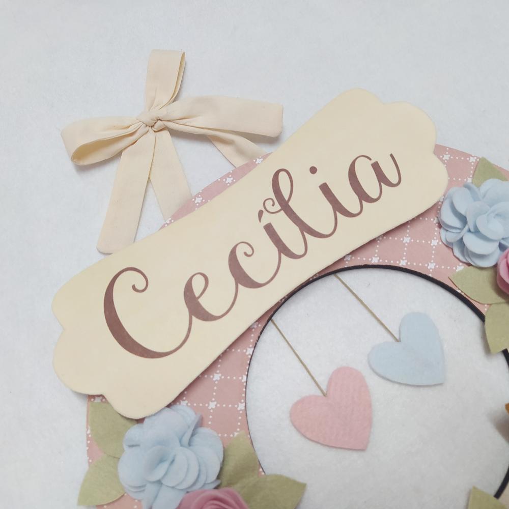 Guirlanda Passarinhos de Feltro Azul e Rosa - Cecília
