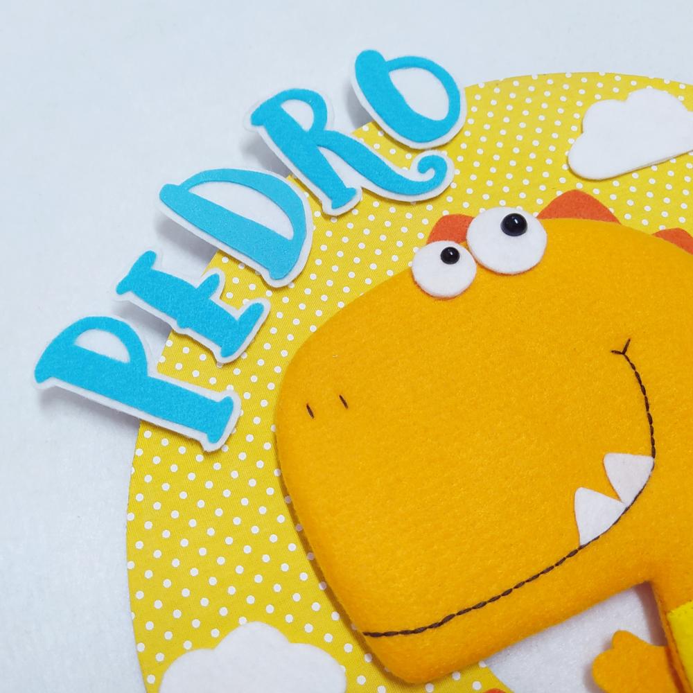 Guirlanda Porta Maternidade Dinossauros de Feltro - Pedro
