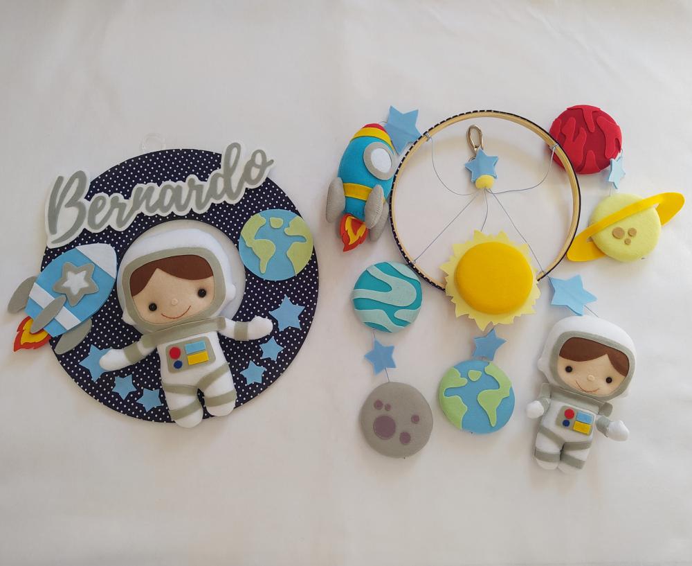 Guirlanda e Móbile Astronauta, Foguete e Planetas Bernardo
