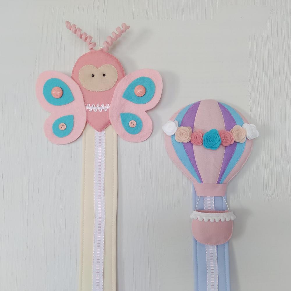 Porta Tiara, Laços e Fitas – Kit Balão e Borboleta de Feltro