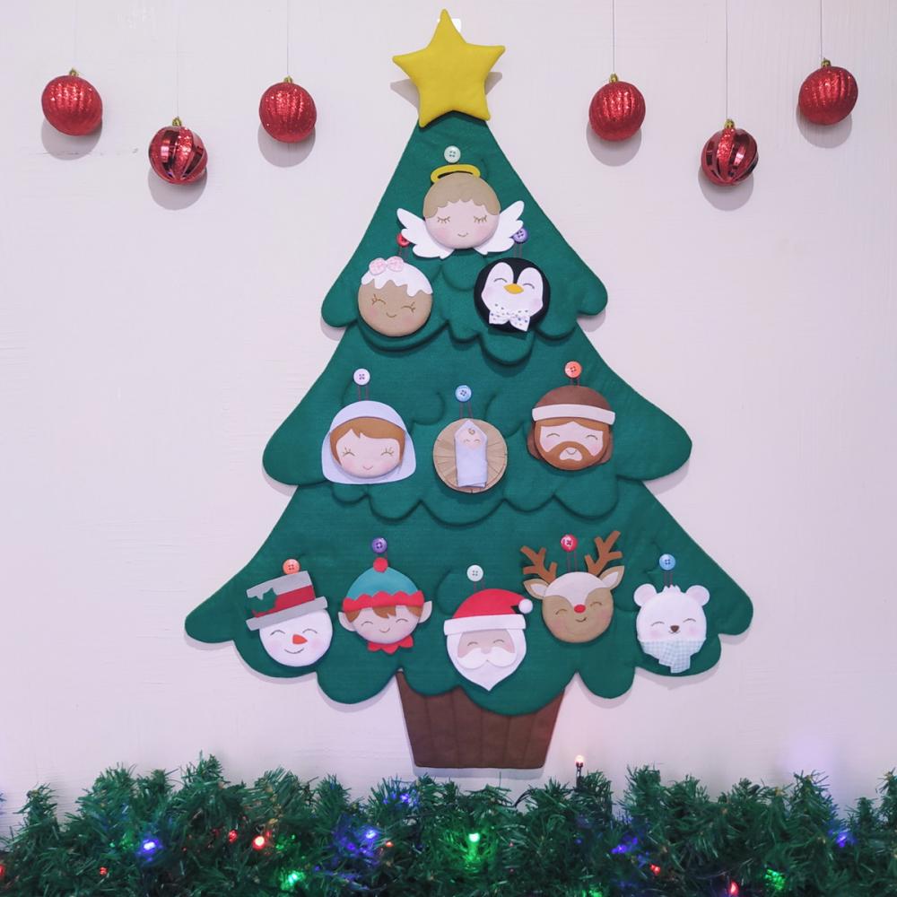 Árvore de Natal Montessori Interativa de Feltro Tamanho M