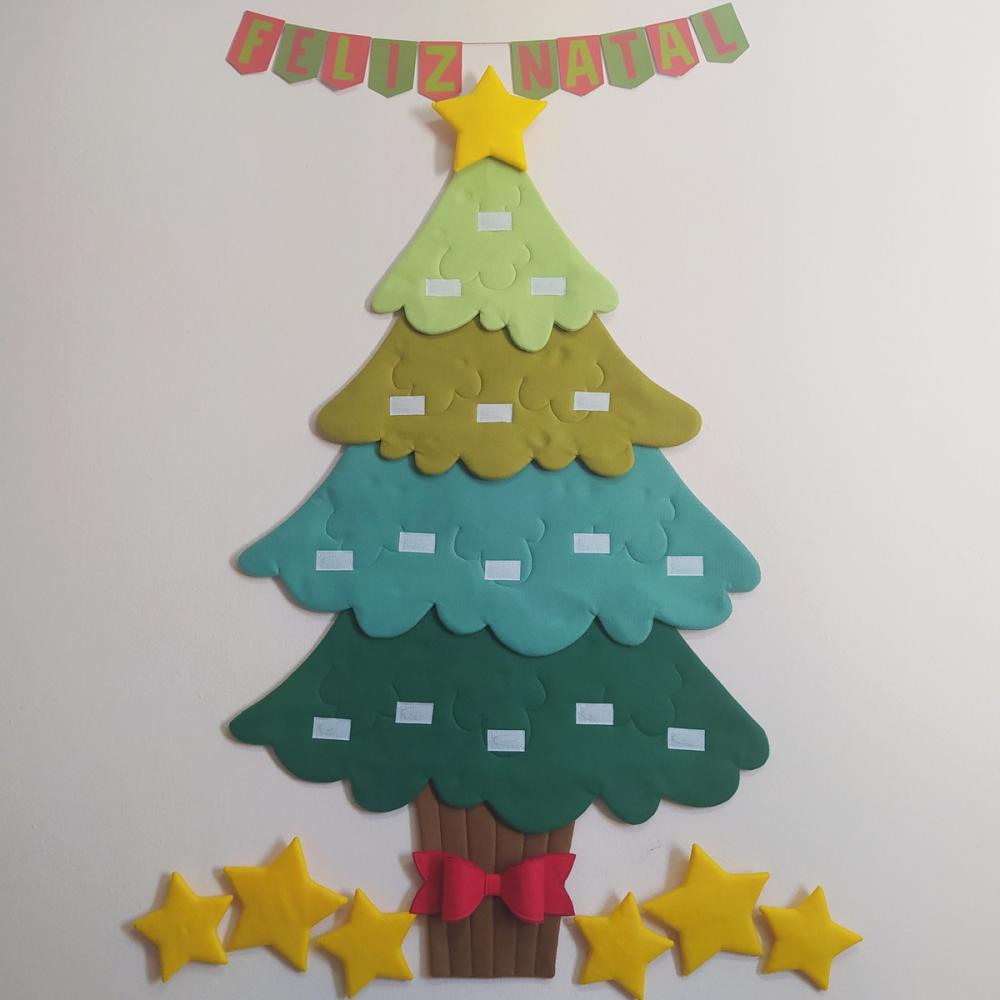 Árvore de Natal Interativa Montessori G - Feltro com Velcro