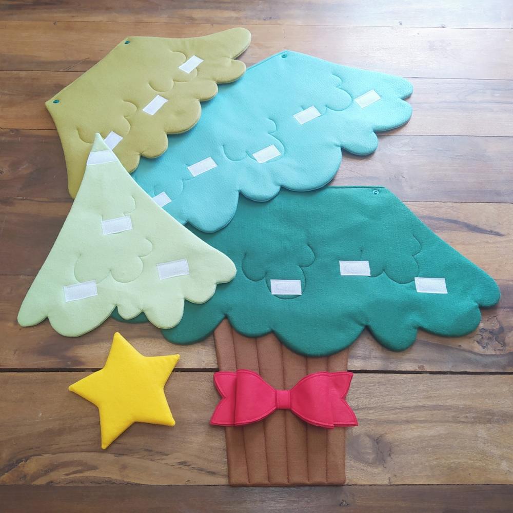 Árvore de Natal Interativa Montessori G - Feltro com Velcro
