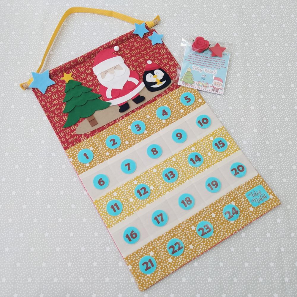 Calendário do Advento ou Natal Hohoho - Papai Noel e Pinguim