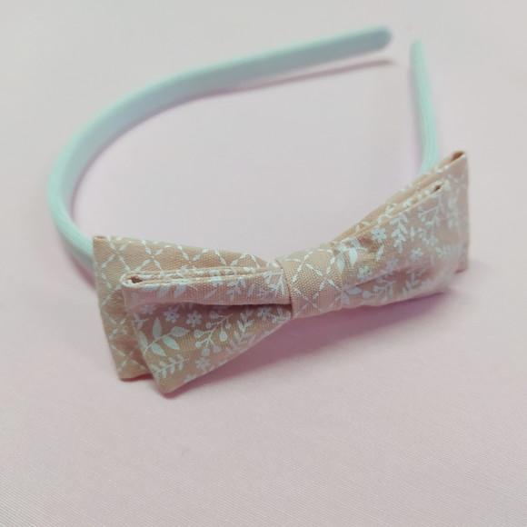 Tiara com Laço Borboleta Duplo Rosé e Branco