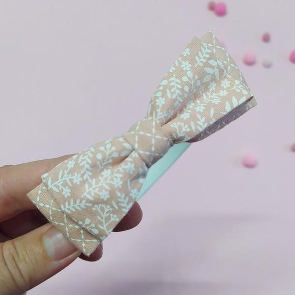 Tiara com Laço Borboleta Duplo Rosé e Branco