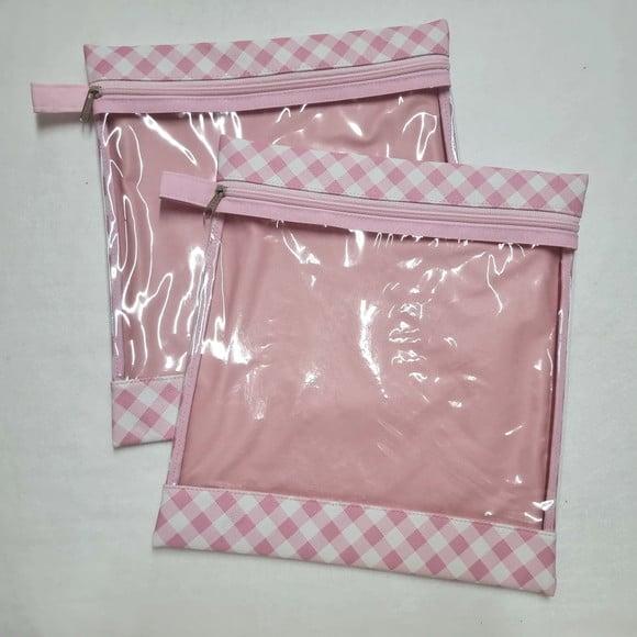 2 Saquinhos Organizadores para Roupa - Xadrez Rosa