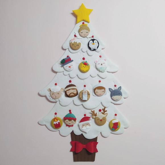 Árvore de Natal Branca de Feltro Montessori Interativa G