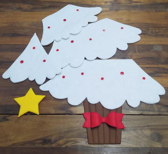 Árvore de Natal Branca de Feltro Montessori Interativa G
