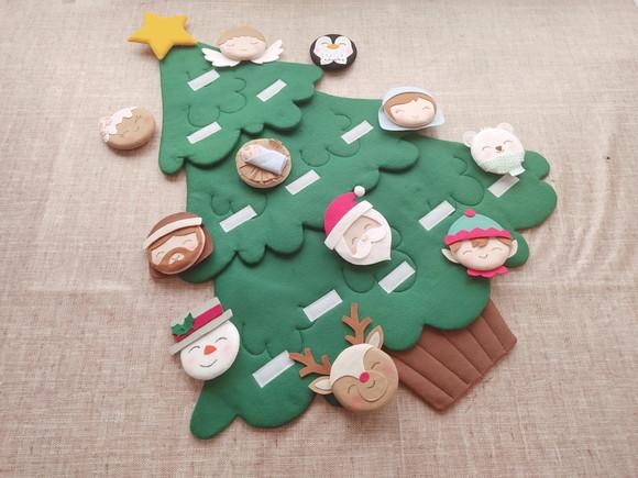Árvore de Natal Montessori de Feltro com Velcro - Tam m