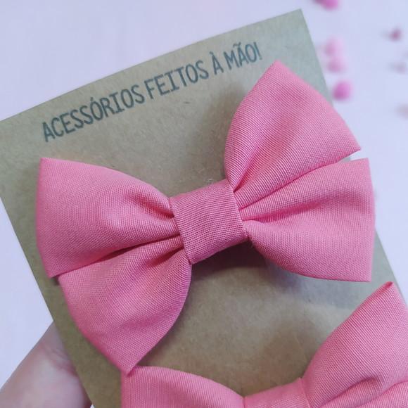 Dupla de Laços de Tecido - Libélula Rosa Liso