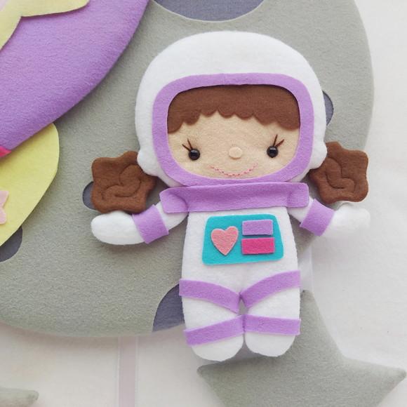 Enfeite Porta Maternidade Lua, Astronauta e Foguete - Julia
