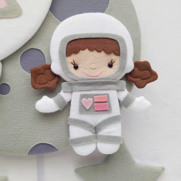 Enfeite Porta Maternidade Lua, Astronauta e Foguete - Estela