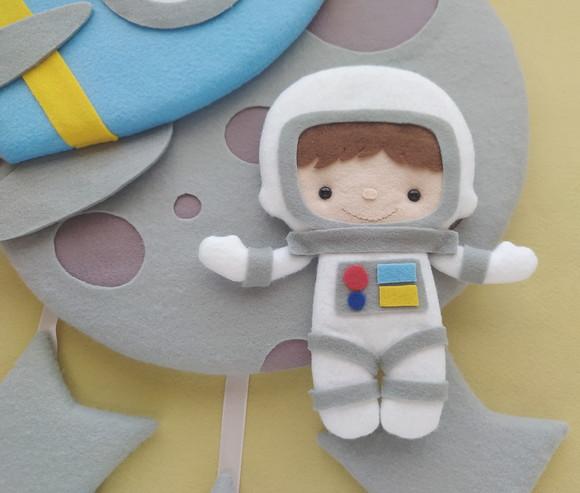 Enfeite Porta Maternidade Lua, Astronauta e Foguete - Kalel