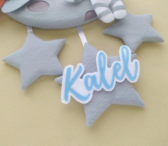Enfeite Porta Maternidade Lua, Astronauta e Foguete - Kalel
