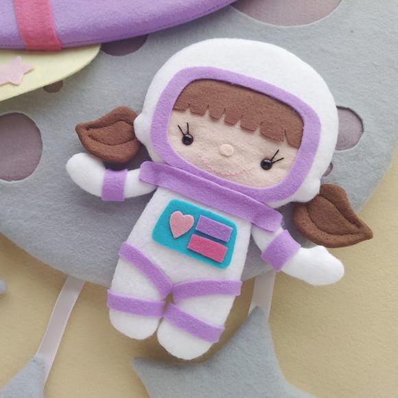 Enfeite Porta Maternidade Lua, Astronauta e Foguete - Luísa