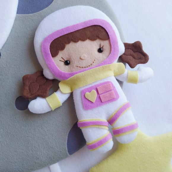 Enfeite Porta Maternidade Lua, Astronauta e Foguete - Olivia