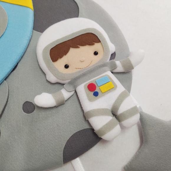 Enfeite Porta Maternidade Lua, Astronauta, Foguete - Matheus