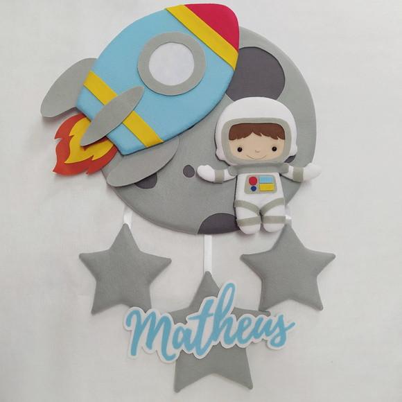 Enfeite Porta Maternidade Lua, Astronauta, Foguete - Matheus